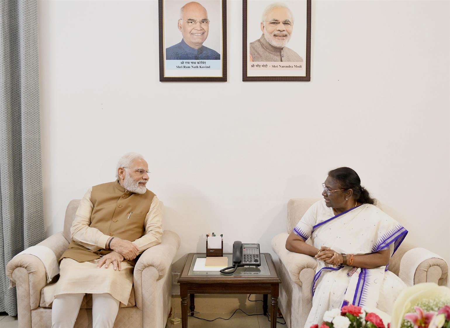 PM congratulates Smt. Droupadi Murmu on being elected as 15th President of India, in New Delhi.